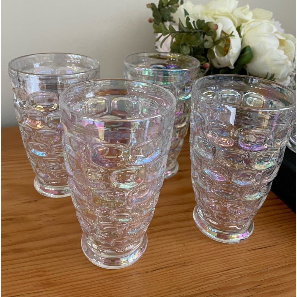 Vintage Iridescent Lustre Glasses by West Virginia Glass
